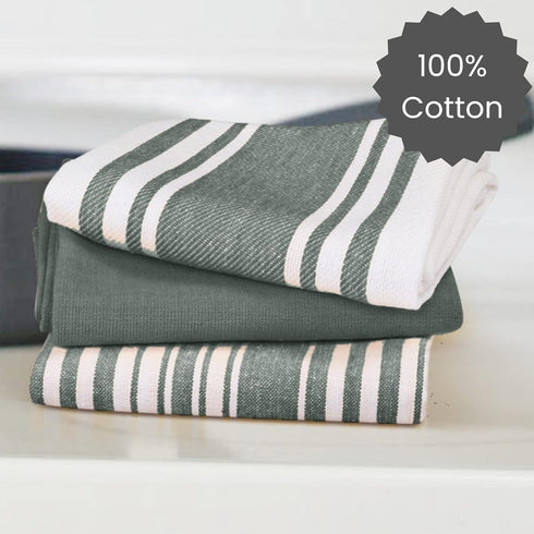 Cotton Clinic 16x28 Kitchen Dish Tea Towels Ring Spun Cotton Set of 5, Dish Cloths, Bar Towels, Tea Towels and Cleaning Towels, Kitchen Towels wit...