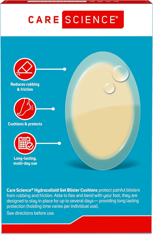 Care Science Hydrocolloid Gel Blister Cushion Bandages, 30 ct | Cushions & Protects Blisters, Long-Lasting...