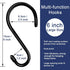 HiGift 6 Inch Large S Hooks for Hanging Plants, Non Slip Vinyl Coated S Hooks Heavy Duty, Metal Black Closet Hanger Hooks for Hanging Plant Jeans ...