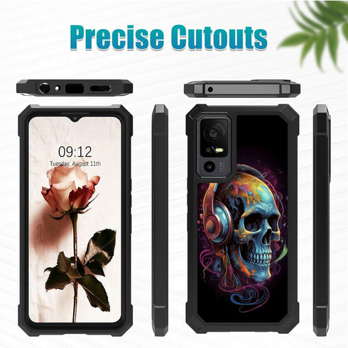 for TCL 40 XL Case,TCL 40 T Phone Case with Glass Screen Protector,Heavy Duty Hard PC,Shock-Absorbing Corner TPU Bumper Shockproof Protective Phon...