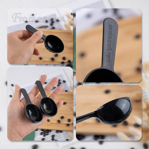 Framendino, 12 Pack Plastic Coffee Measuring Spoons Short Handle Scoops for Tea Sugar Cereal Milk Powder Spices Black 7g...