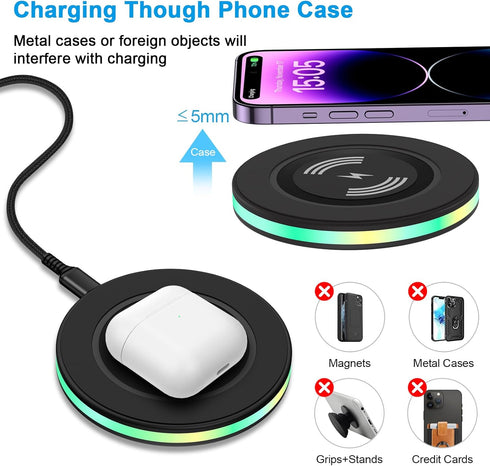 Samsung Wireless Charger 15W Fast Charging Pad with QC3.0 Adapter for Samsung Galaxy S24 Ultra S23FE S22 S21 S20, Phone Wireless Charger Android C...