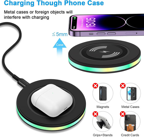 15W Samsung Wireless Charger Fast Charging for Samsung Galaxy S24 S23 Ultra S22+ S21 S20 FE S10 S9, Wireless Charger Pad Phone Charging Station fo...