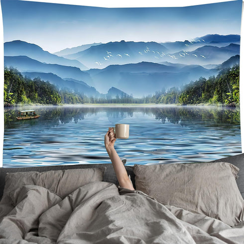 FENDROM Spring Nature Tapestry Wall Hanging Misty Mountain Forest River Landscape Tapestries Home Decor for Bedroom Living Room...