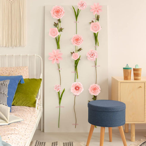 28 Pcs Paper Flowers Template Kit DIY Paper Flower Decorations for Wall Rose Peony Daisy Daffodil Paper Flower Template Kit for Wedding Birthday B...