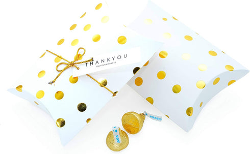 Gold Birthday Party Favors Boxes - Gold Dots Candy Thank You Treat Box Wedding Baby Shower Party Favors Small Gift Packaging Boxes Supplies, 20pc...
