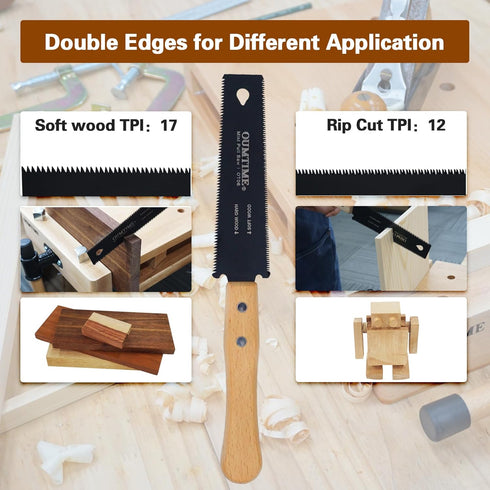 Mini Hand Saw 6 Inch Japanese Pull Saw with Double Edges of 12/17 TPI Flush Cut Saw for Hardwoods/Softwoods Woodworking Tools Small Light Wood Saw...
