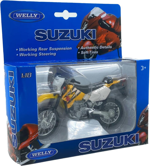 Welly Die Cast Motorcycle Yellow Suzuki DR-Z400S, 1:18 Scale...