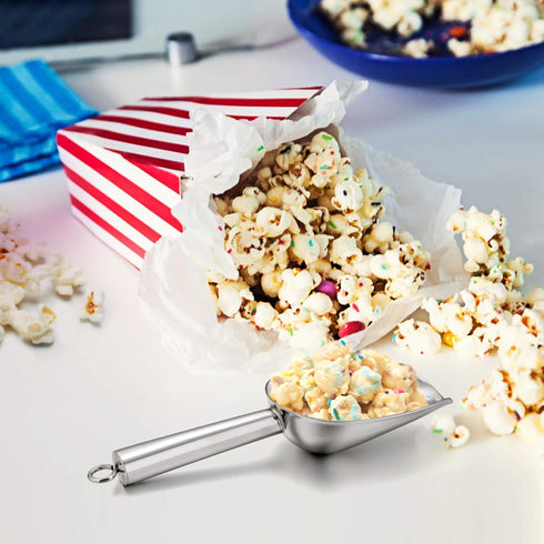 E-far Mini Ice Scoop Set of 2, 3 Ounce Stainless Steel Scoops for Ice Cube/Candy/Flour/Sugar, Metal Utility Scoops for Canisters, Baking, Kitchen ...