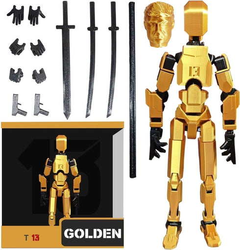 Assembly Completed T13 Action Figure, Titan 13 3D Printed Action Figure, Lucky 13 Action Figure, Assembled Dummy 13 Action Figure(Gold)...