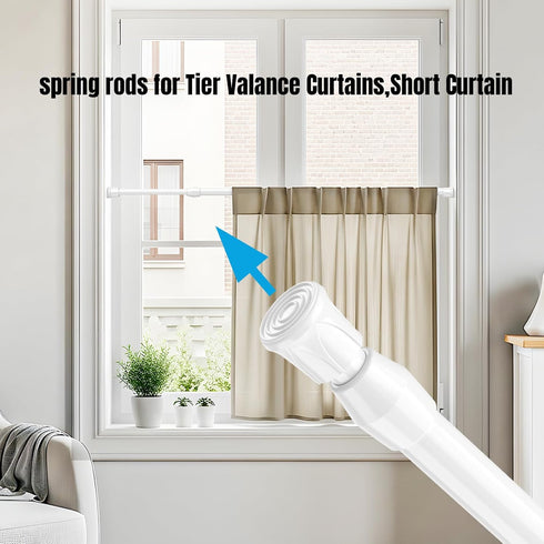 AIZESI Spring Tension Curtain Rods Short Tension Rod (White,27" to 37"-4Pcs)...