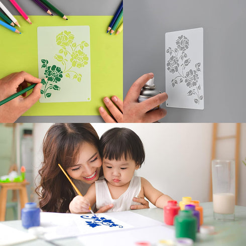 16 Pieces Wild Flower Stencils Spring Wildflower Painting Stencils Reusable Flower Template DIY Small Flower Painting Stencils for Painting on Woo...