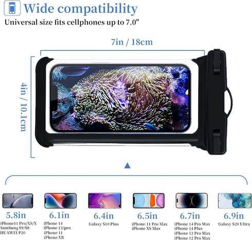 AceCamp 5" 6" 7" Universal Waterproof Case Phone Dry Bag Pouch Fingerprint Support for iPhone 14 13 Pro Max Mini 12 11 Pro Max XR XS X 8 7 6S Plus...