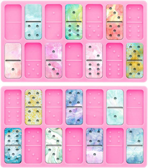 2PCS/Set Professional Size Domino Mold for Resin Casting, Silicone Game Mould, Super Shiny Epoxy Resin Molds...