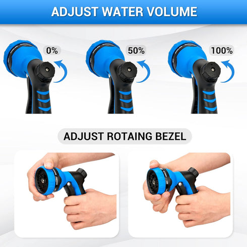 NGreen Garden Hose Sprayer Nozzle - Water Spray with 8 Adjustable Patterns, Impact Resistant and Non-Slip for Watering Plants, Pets Bathing and Cl...