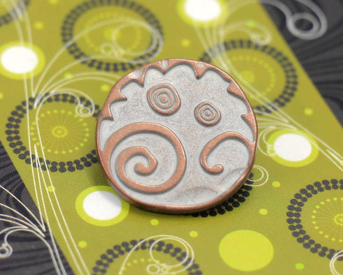 Bezelry 12 Pieces Swirl and Circles Metal Shank Buttons. 20mm (3/4 inch) (Copper White Patina)...