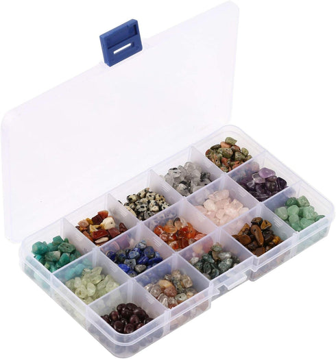 15 Different Type Gemstone Chip Bead Crystal Quartz Stone Irregular Shaped Loose Beads Crushed Chunked Crystal Pieces for DIY Bracelet Necklace Ma...