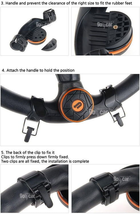 Easy Turn Plus Concept Safe Slim Power Handle Car Vehicle Steering Wheel Spinner Knob Orange...