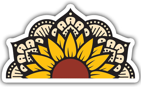 3PCS Sunflower Mandala Sticker, Funny Waterproof Vinyl Sticker for Hard Hat Laptop Water Bottle Phone Case Merchandise Decor Decal Stuff Birthday ...
