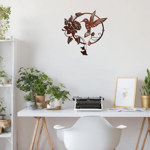 Zoihet Round Metal Bird Wall Art Decor - Hummingbird Wall Art Silhouette for your patio, garden, and fence Art Decor, Bird Wall Silhouette Indoor ...