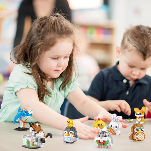 Penguin Micro Building Bricks Kits, Cute Duck Mini Building Blocks Set, Colorful Animals Toy Educational Creative Model Building, for Girls and Bo...