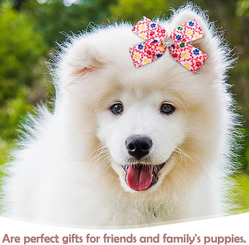 PET SHOW 50Pcs/25Pairs 4" Paw Pattern Big Dog Hair Bows Bulk with Alligator Clips for Medium Large Dogs Puppy Female Bowknot Topknot Girl Boy Pet ...