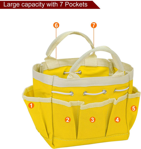 Small Garden Tool Bag 7.5" x 4" x 5" Large Oxford Waterproof with Pockets Garden Tote Bag Gardening Plant Tool Organizer Storage Carrier Store for...