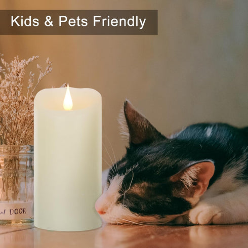 Flameless Candles Flickering 3D Moving Flame, Last 1000+ Hours Battery Operated Candles with Timer, Ivory Real Wax Electric LED Pillar Candles for...