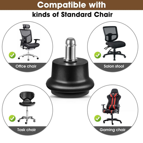 Bell Glides Replacement Office Chair or Stool Swivel Caster Wheels to Fixed Stationary Castors (Bell Glides Short)...