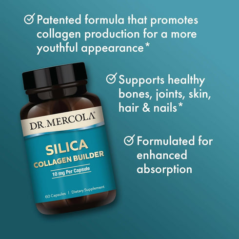 Dr. Mercola Silica Collagen Builder - Plant-Based Silica Supplement to Support Skin, Hair, Nail & Bone Health - Non-GMO, Gluten-Free & Soy-Free - ...