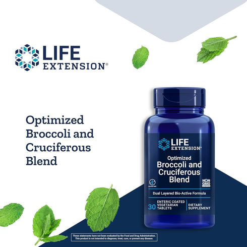 Life Extension Optimized Broccoli & Cruciferous Blend – Broccoli Seed, Rosemary, Cabbage Extract Green Vegetable Food Supplement - Gluten-Free, No...