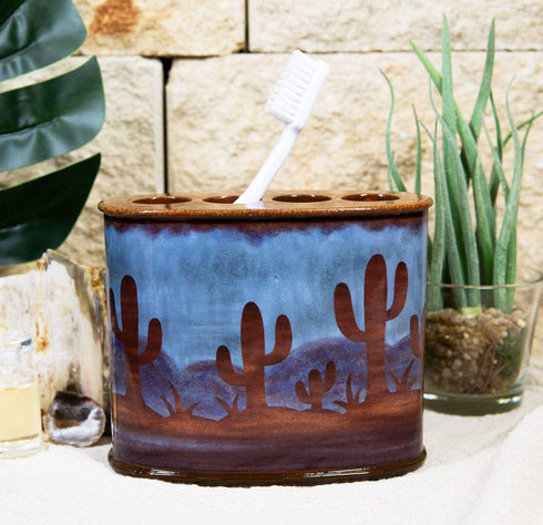 Ebros Rustic Southwestern Desert Cactus Arizona Wilderness Bathroom Accent Resin Figurine Accessories Western Country Cabin Lodge Decorative (Toot...