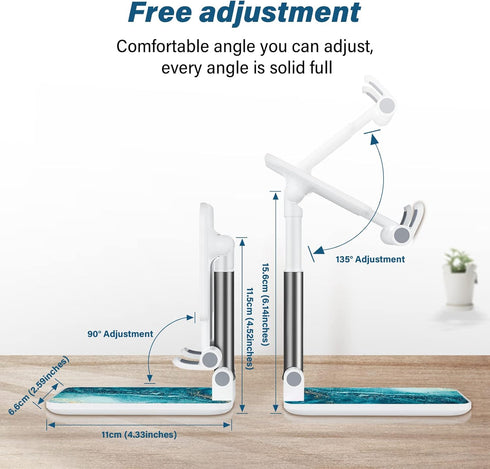 Foldable Phone Stand for Desk, Adjustable Angle of View, Suitable for iPhone, Samsung and Other Smart Phones, Blue Ocean...