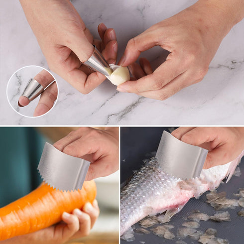 4pcs Stainless Steel Finger Guards for Cutting, Kitchen Chopping Finger Protector Nail Finger Cutting Shield Hand Protector Tool for Slicing Dicin...