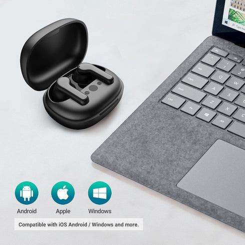 True Wireless Earbuds, Bluetooth 5.1 Active Noise Cancelling Headphones, Sliding Design Charging Case 500mAh, IPX4 Waterproof, Deep Bass Built-in ...