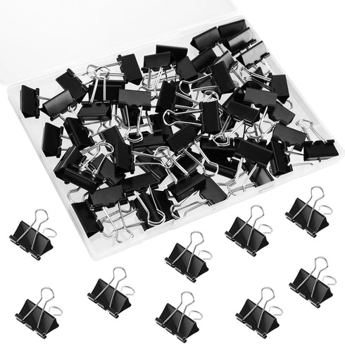SANNIX 42 PCS Binder Clips, 1 inch 25mm Binder Clips Black Paper Clamps Medium Size for Office Home School...