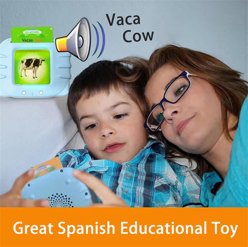 Spanish & English Talking Flash Cards for Kids - Bilingual Spanish FlashCards for Toddler - Audible Toys for Kids to Learn Spanish...