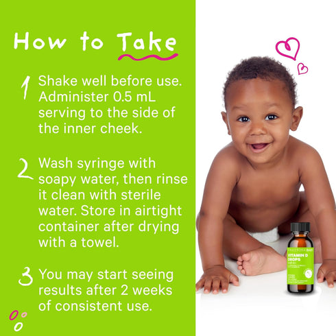 Pink Stork Baby Liquid Vitamin D Drops for Infants, 400 IU Vitamin D3 for Newborns and Kids to Help Support Bone Development and Healthy Immune Fu...