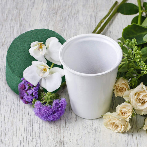 24 Pieces DIY Flower Arrangement Kit, 3.15 x 1.57 Inches Wet Floral Foam Round Flower Arrangement Kit Green Wet Foam Block for Wedding, Aisle Flow...