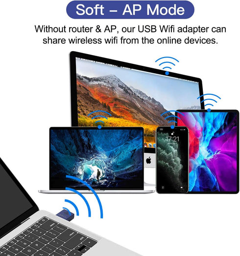 USB Bluetooth WiFi Adapter, Wireless Nano USB Network Adapter for Laptop Desktop PC Wi-Fi Dongle Compatible with Windows 10/7/8/8.1/XP Mac OS X 10...