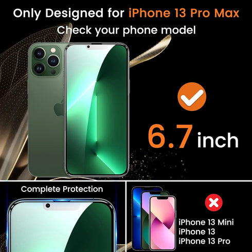 3+3 Pack Privacy Screen Protector for iPhone 13 Pro Max 6.7-Inch with 3 Pack Camera Lens Protector, Anti Spy Tempered Glass Film 9H Hardness Bubbl...