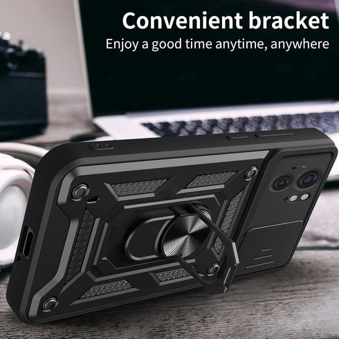CCSmall for Motorola Edge 40 Case with Slide Camera Cover for Men, Military Grade Drop Protective Phone Cover Case with Ring Kickstand for Motorol...