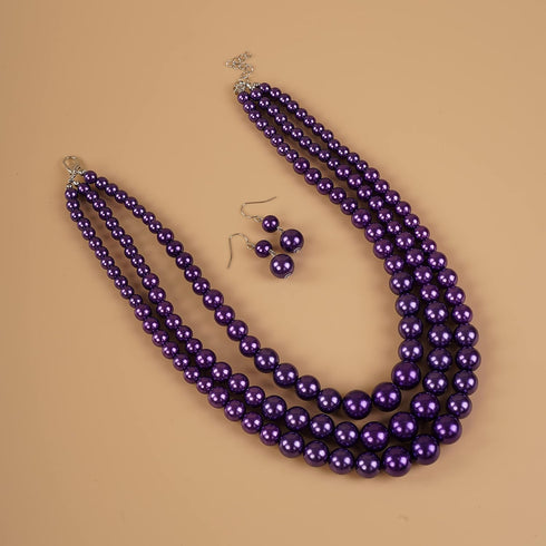 YERTTER Vintage 1920s Large Pearl Collar Choker Necklace Earrings Set Simulated Pearl Statement Necklace Multi Strand Pearl Necklace Costume Jewel...
