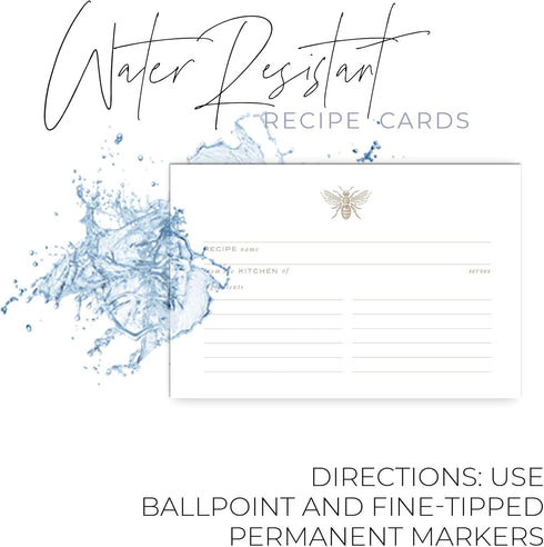 Gold Bee Recipe Cards from Dashleigh, 48 Cards, 4x6 inches, Water-Resistant and Double-Sided (Bee Recipe Cards)...