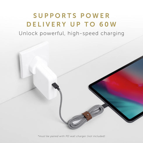 Native Union Type-C Belt Cable - USB-C to USB-C 4ft Ultra-Strong Charging Cable Compatible with iPhone 15, 15 Plus, 15 Pro, 15 Pro Max, iPad Pro, ...