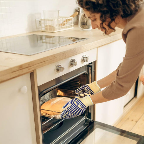 Oven Gloves for Women, Heat Resistant 540 Degrees Grilling Gloves, Hot Surface Handler Non-Slip Silicone Small Hands Oven Mitts with Fingers, BBQ ...