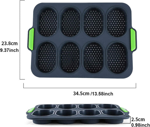 Mini Baguette Baking Tray, Non-Stick Silicone French Bread Baking Mould?DIY 8 Loave Baguette Mold Loaf Pan …...