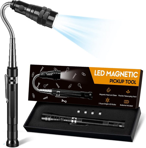 LED Magnetic Pickup Tool, Gifts for Men Dad Him Boyfriend Husband, Cool Gadget with LED Lights, Extendable Neck, Telescoping Pick Up Magnet Stick ...