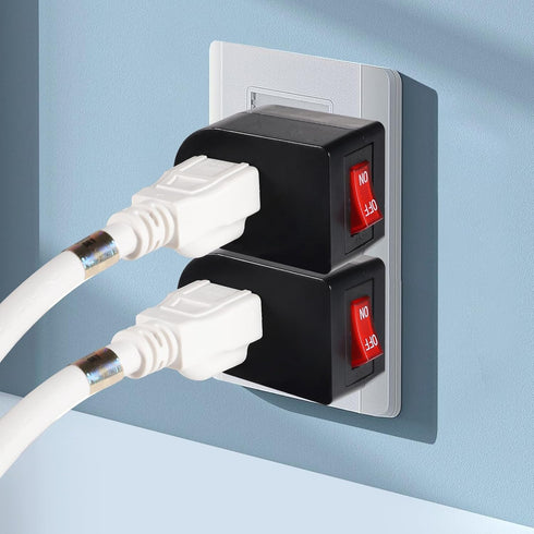 Grounded Outlet with ON Off Switch (2 Pack), Single Power Adapter Outlet Switch 15A 1875W/3 Prong Plug Switch in Black, ETL Listed...