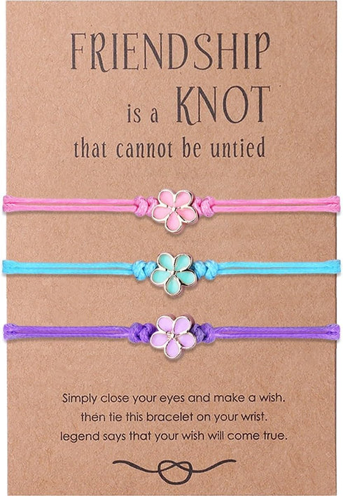 Friendship Bracelets Matching Flower Best Friend Bracelet Gifts for 3 Women BFF...